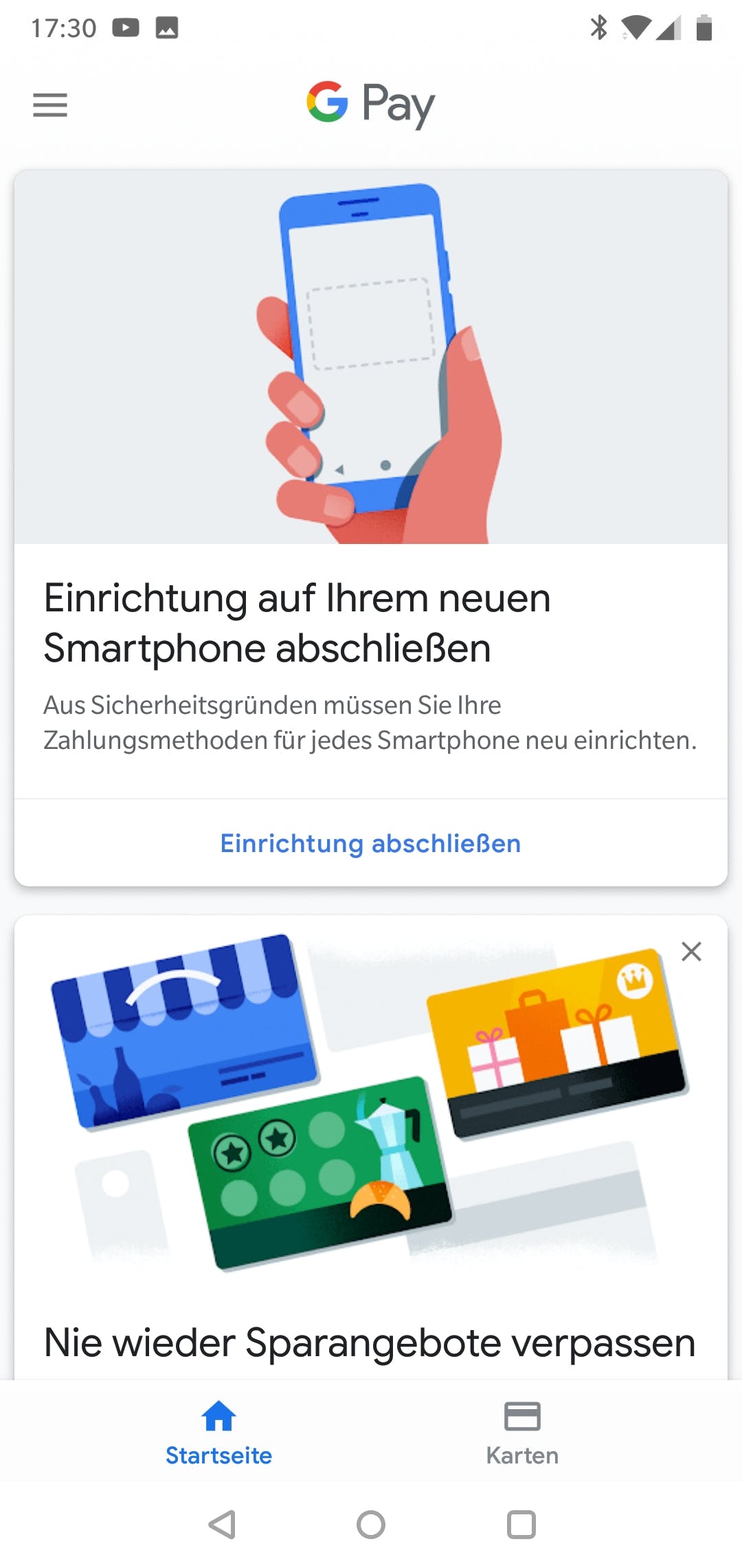 Die Startseite: Ein Blick in die Google App.  (Screenshot: t3n.de)